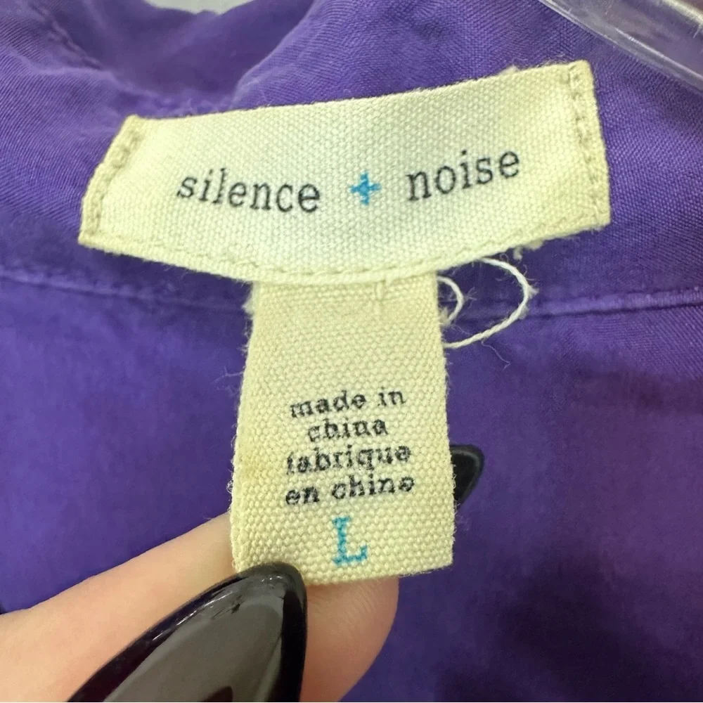 Silence + Noise Button‎ Down Long Sleeve Top 100% Silk Womens Large Purple